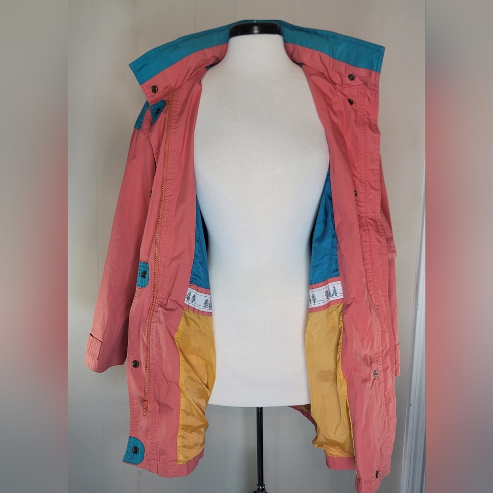 Vintage 80's JL Colebrook Coral Turquoise and Yellow Jacket Size Medium - Picture 6 of 11